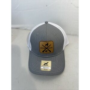 Dover Bluff Hunting Hat Gray - Leather Deer Duck Patch‎ Mesh Snapback Cap
